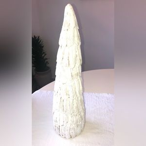 Kirklands Christmas tree table top decor Natural white glitter 18 in